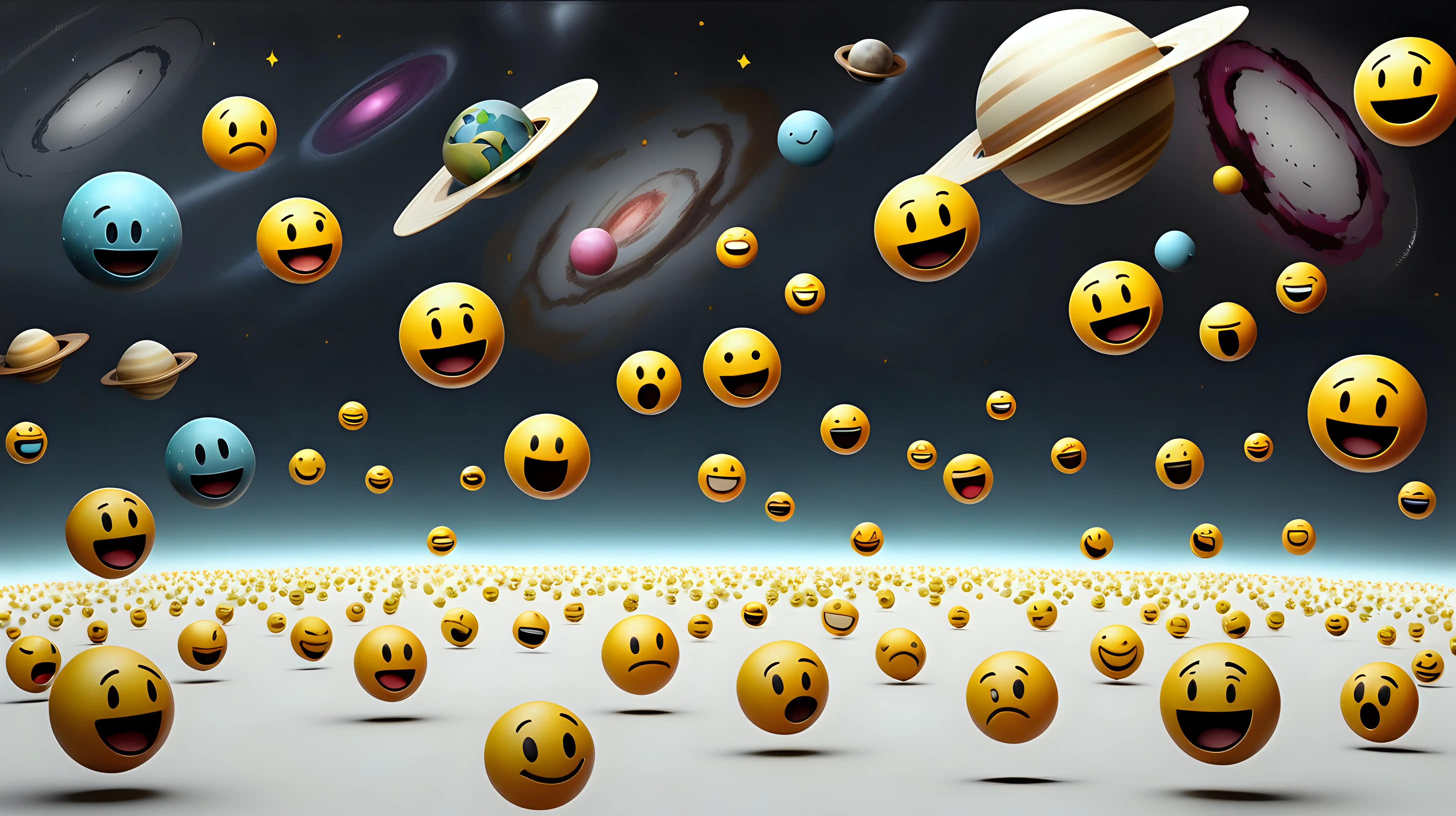 Infinite Space Emoticons Vibrant Expressions in the Cosmos