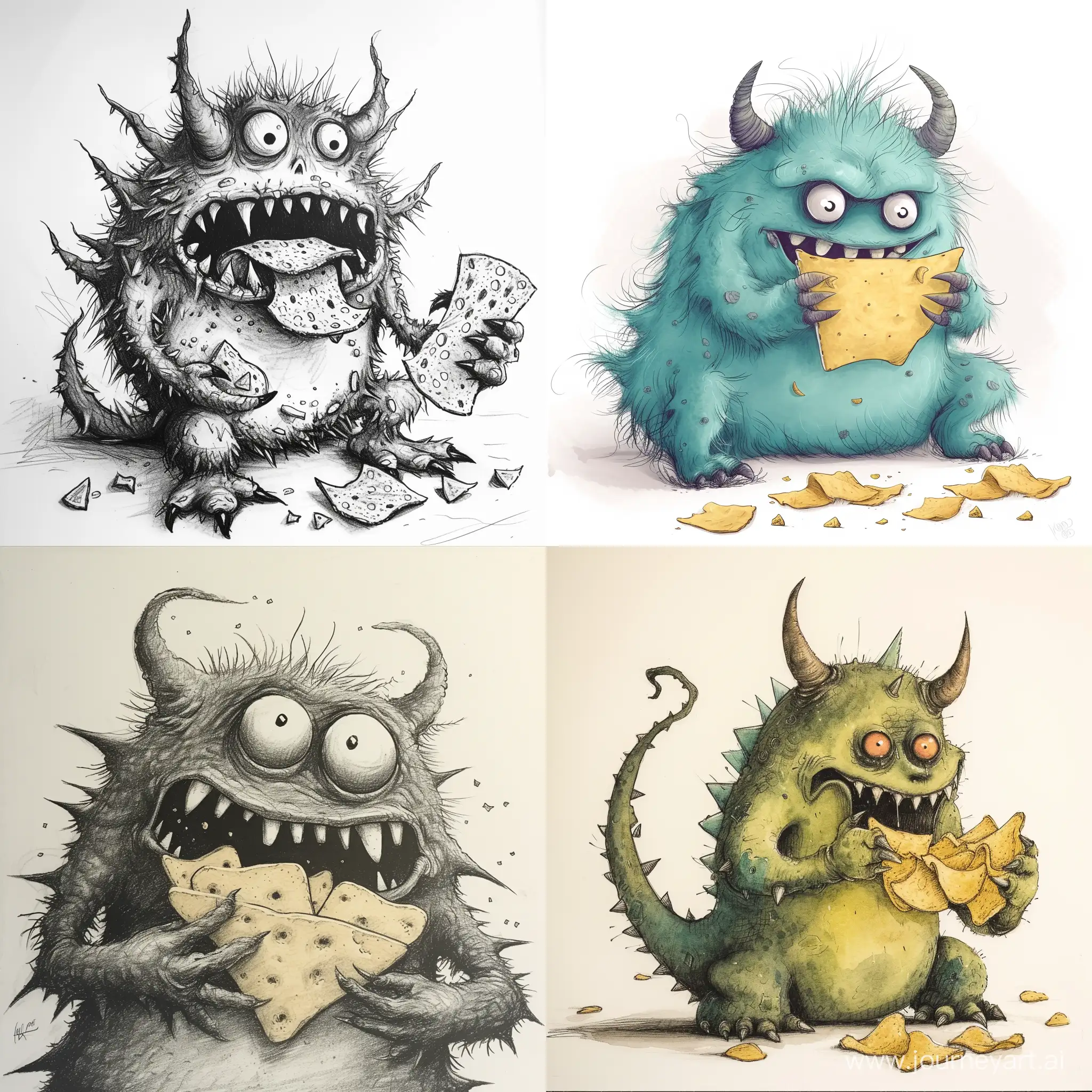 Playful-Monster-Munching-on-Chips