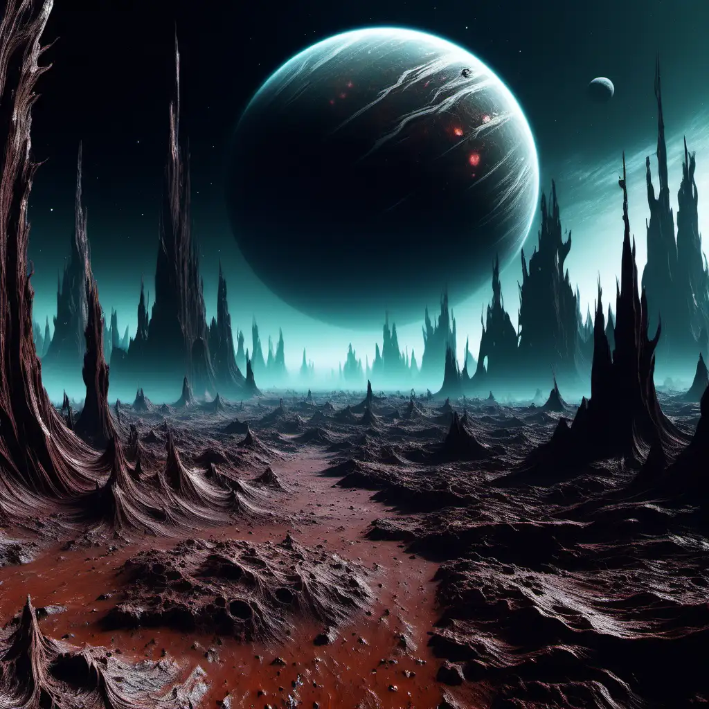 A scary landscape in an unknown strange planet, ultra detailed