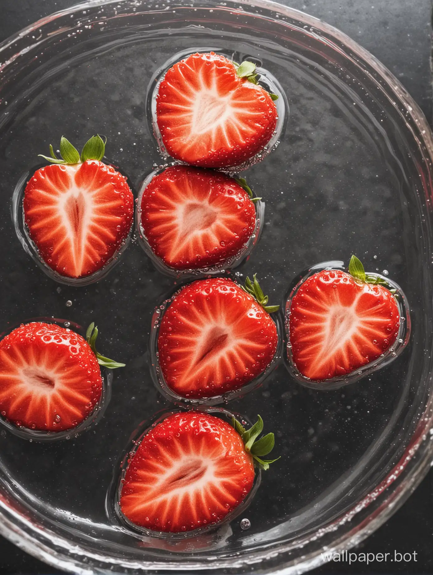 cut strawberries in water