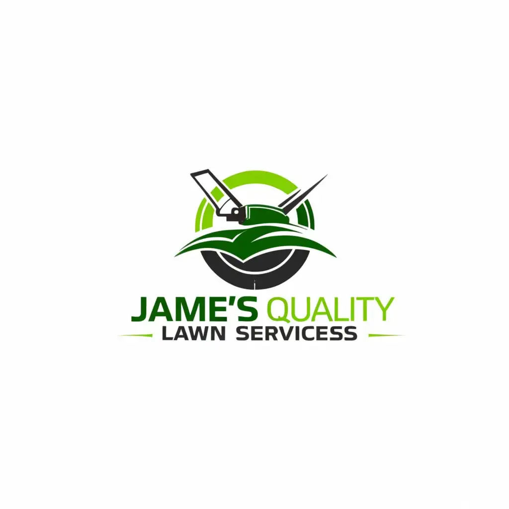 LOGO-Design-For-Jamess-Quality-Lawn-Services-Vibrant-Green-Palette-with-Grass-and-Lawn-Mower-Motif