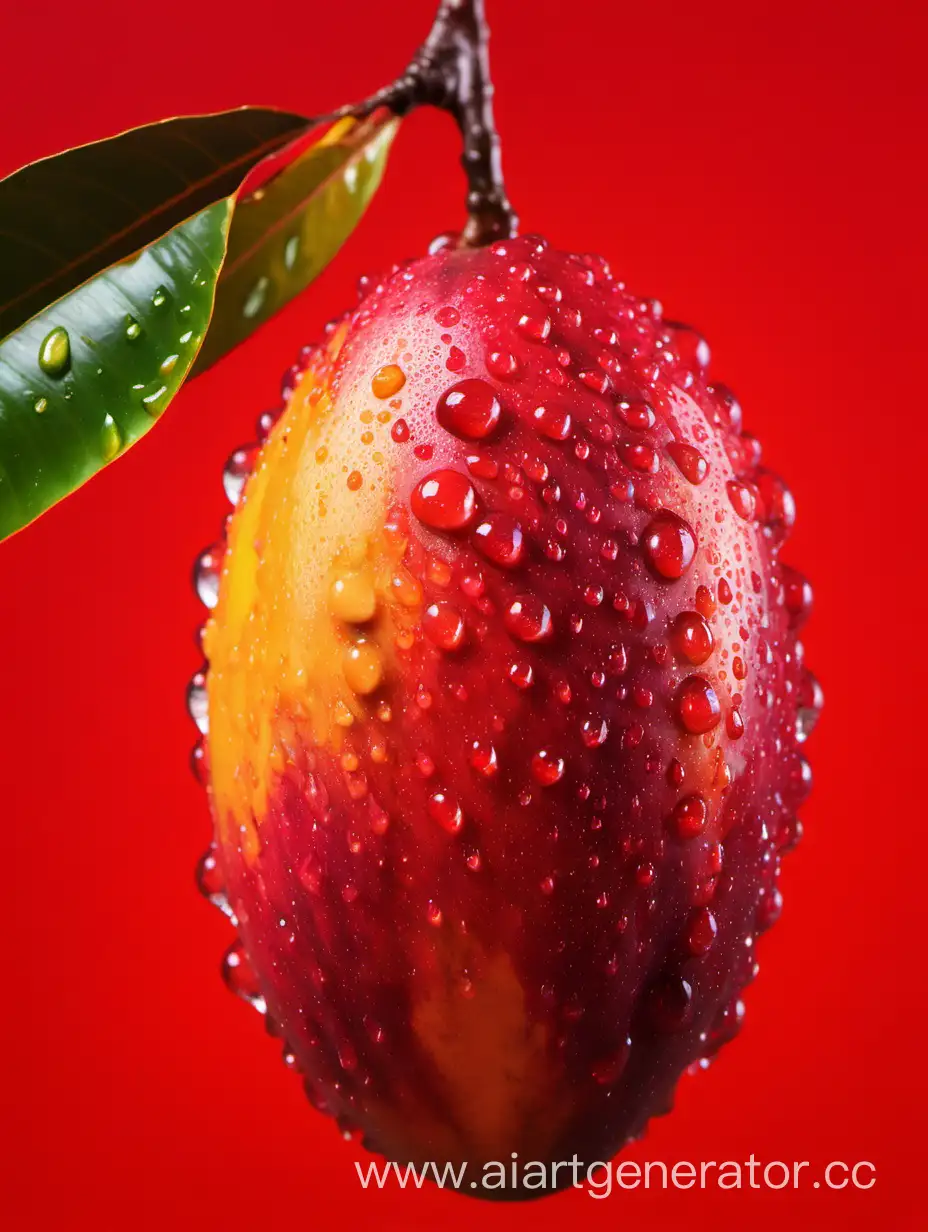 African Mango with RED background WATER DROPS