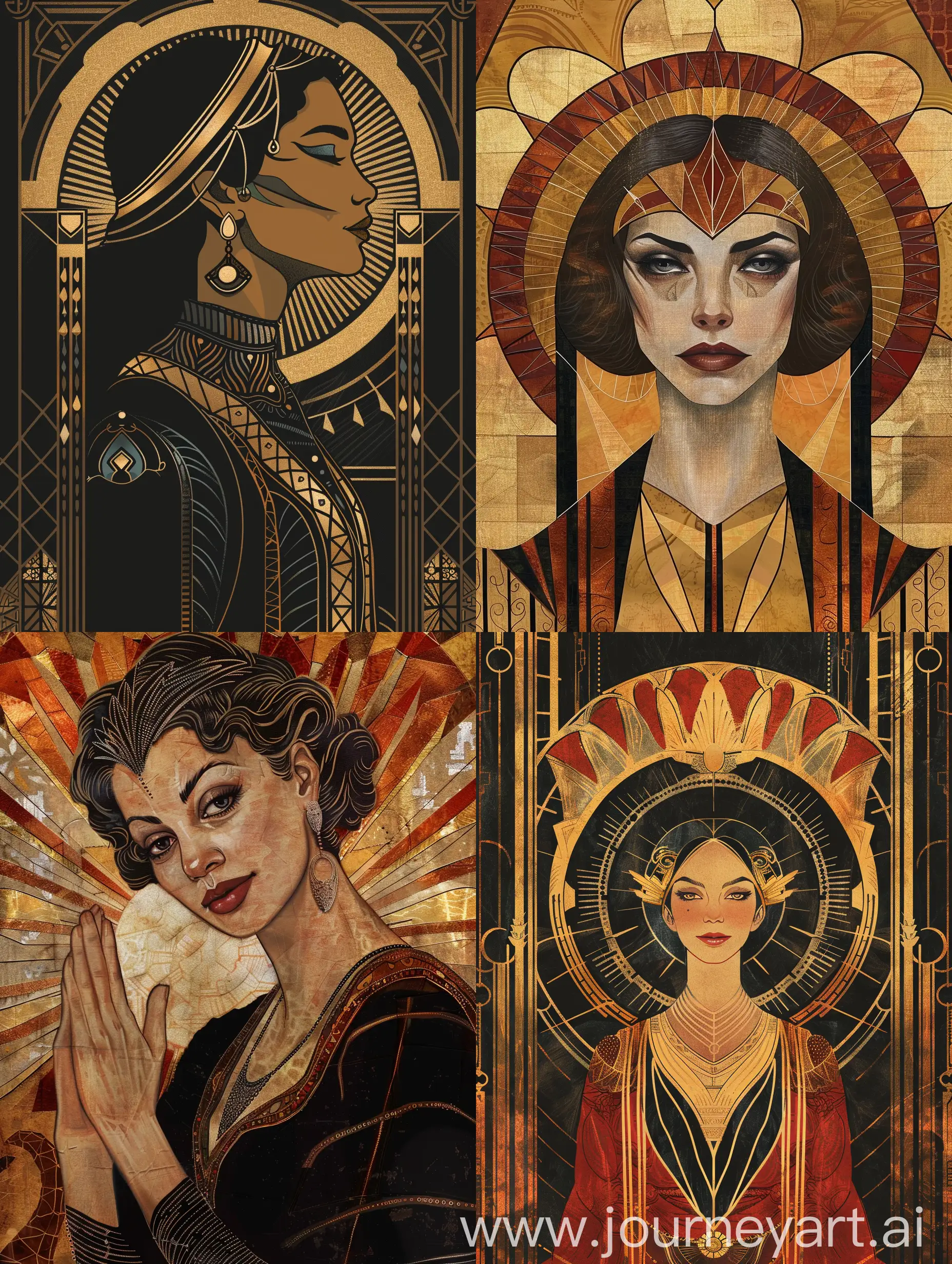 mystic woman in style of art deco