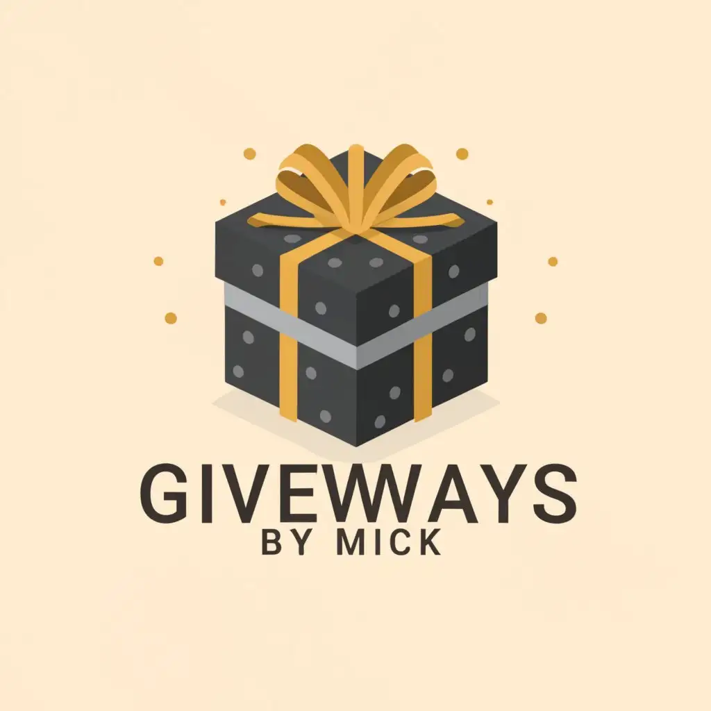 a logo design,with the text "Giveaways By Mick", main symbol:a gift,Moderate,be used in Internet industry,clear background more particles

