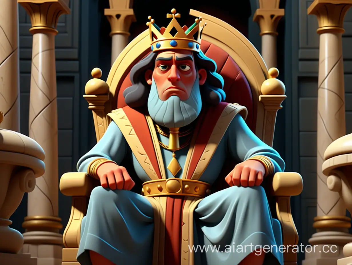 cartoon style, 8k, King Solomon, sitting in the palace
