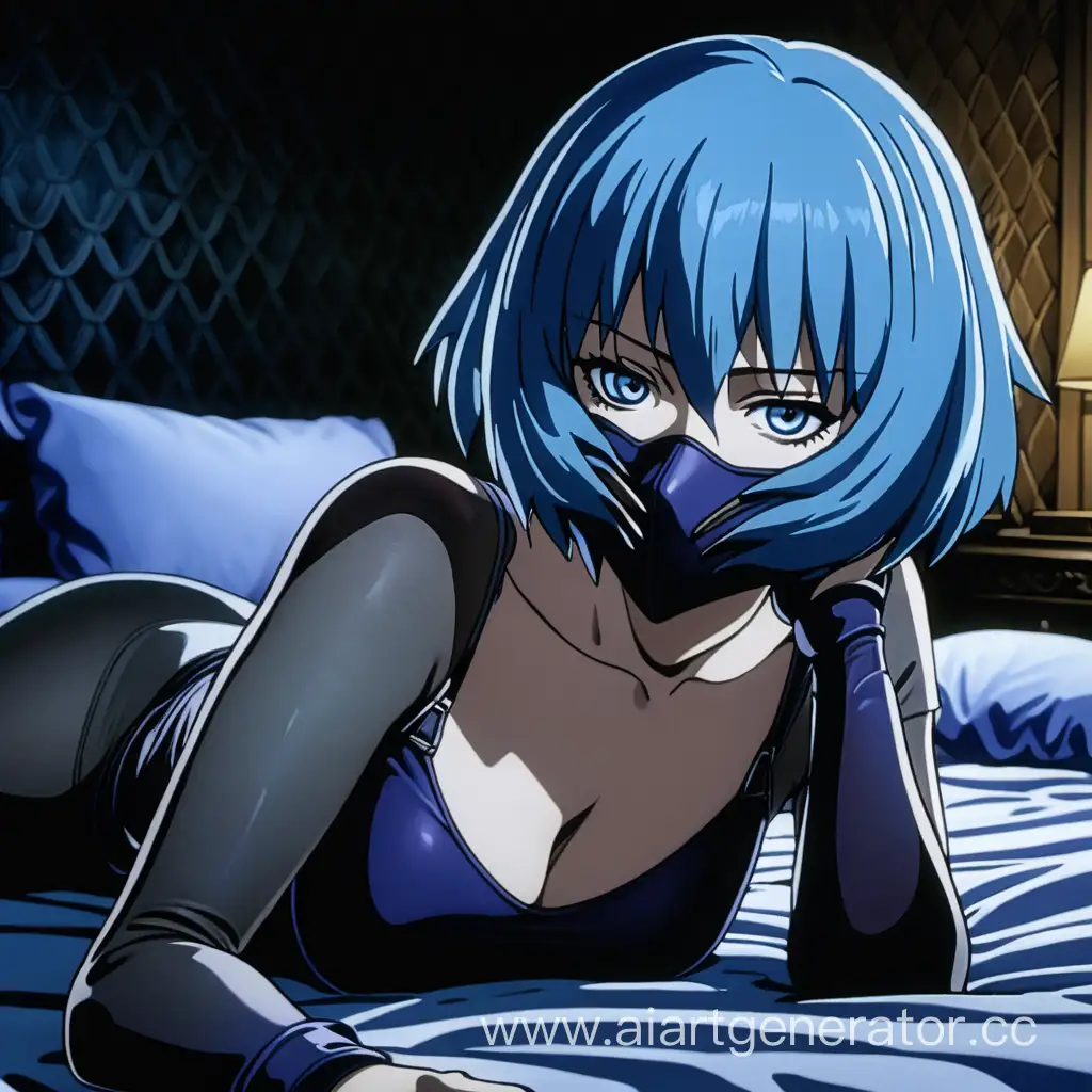 AnimeInspired-BlueHaired-Heroine-Relaxing-on-Futuristic-Bed