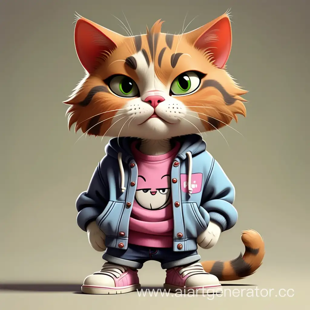 Teenage-Cartoon-Cat-Fashionably-Dressed-in-Trendy-Outfit