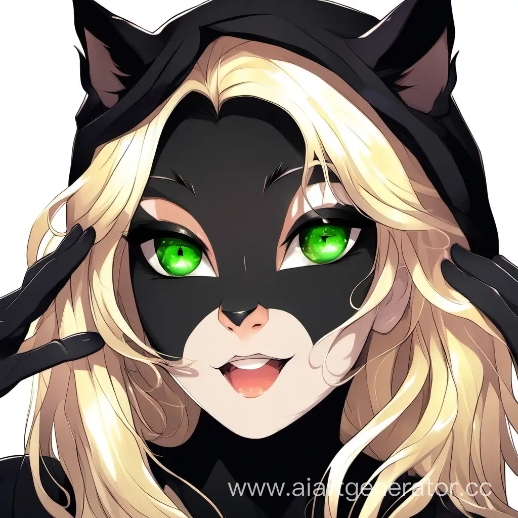 black cat and blonde with green eyes