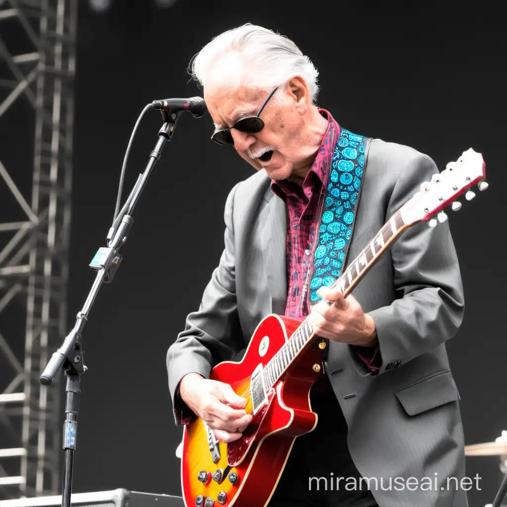 Pops playing guitar at Lollapalooza