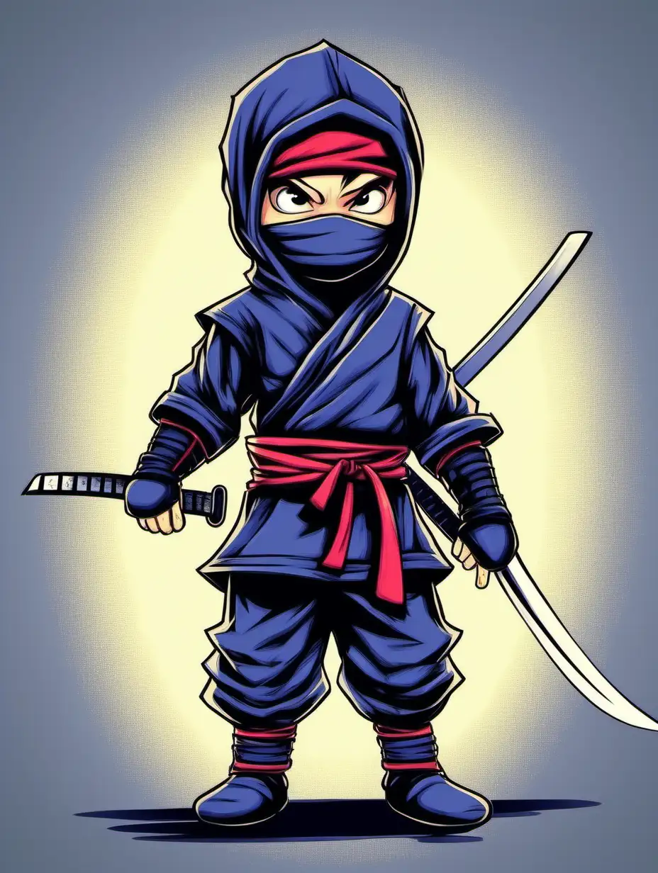 Cute ninja boy, illustration, colorized, stylized