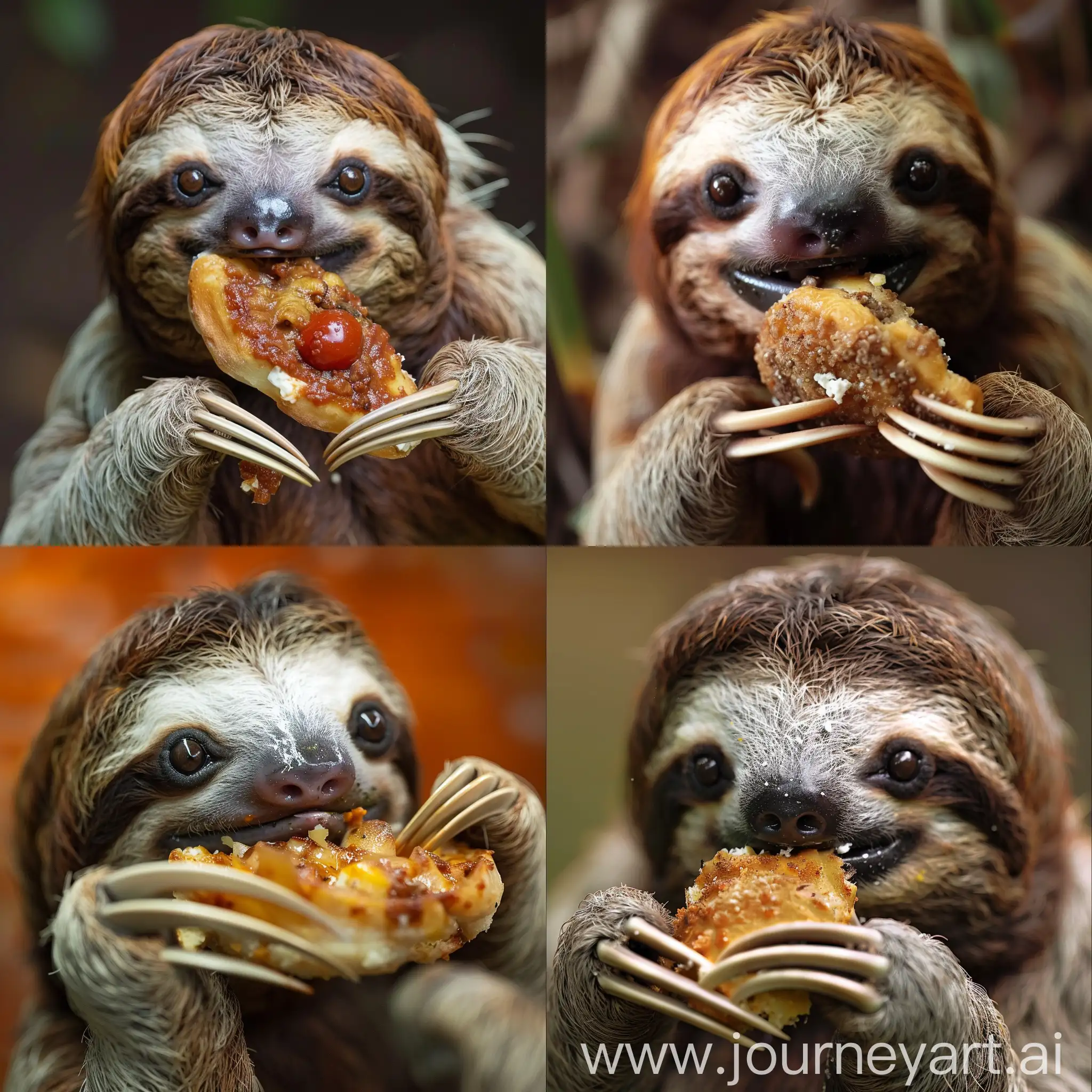 a two toed sloth eating a cannolo siciliano