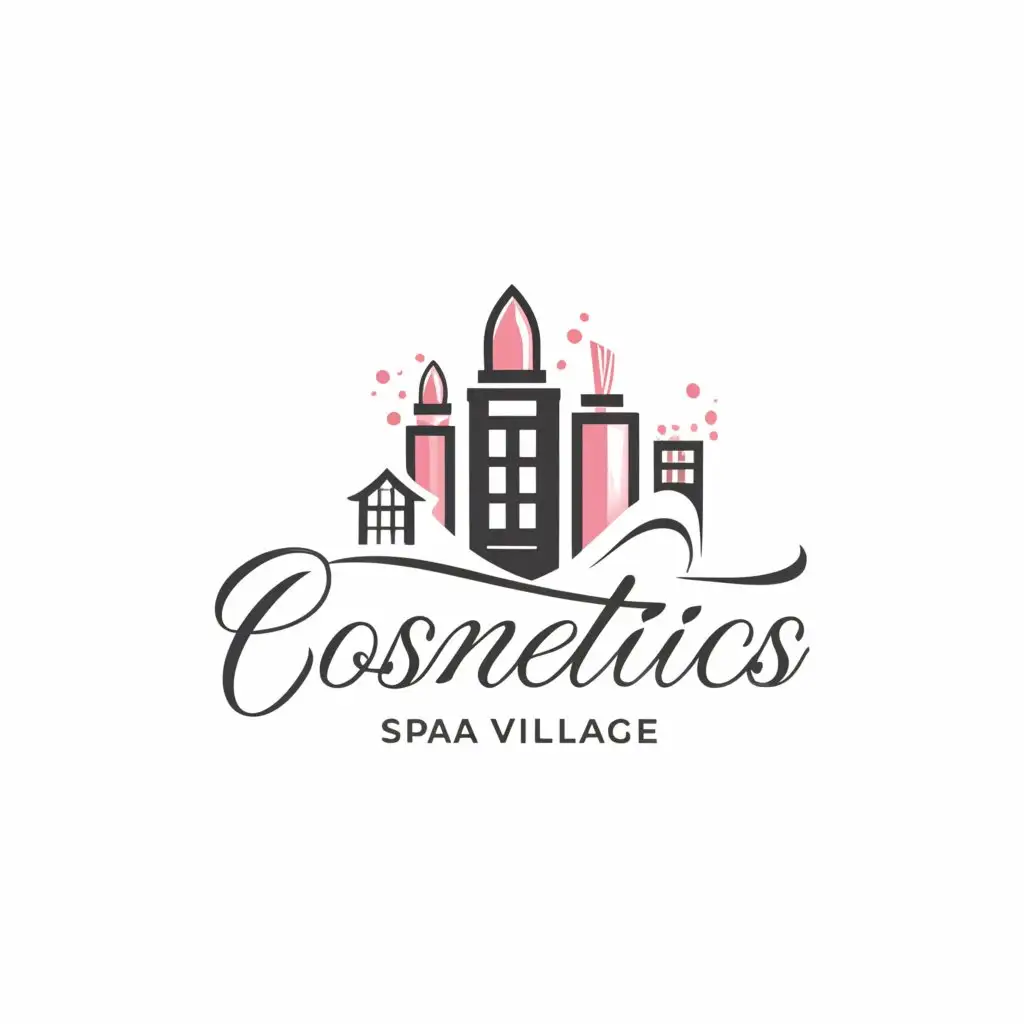 LOGO-Design-for-Cosmetique-Village-Elegant-Complex-Symbol-for-Beauty-Spa-Industry-with-Clear-Background