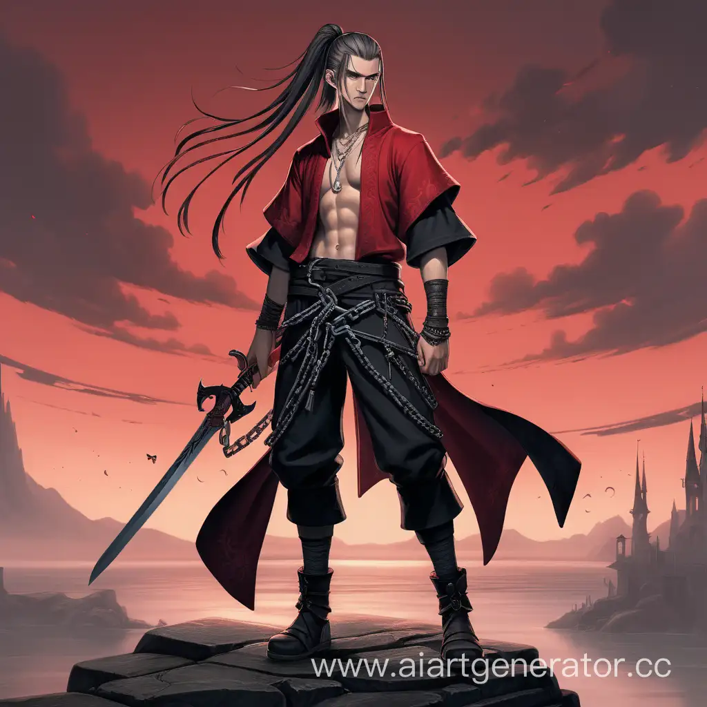 Fierce-Swordsman-Battling-with-Bloodied-Chain-in-AnimeStyle-Sky-Island