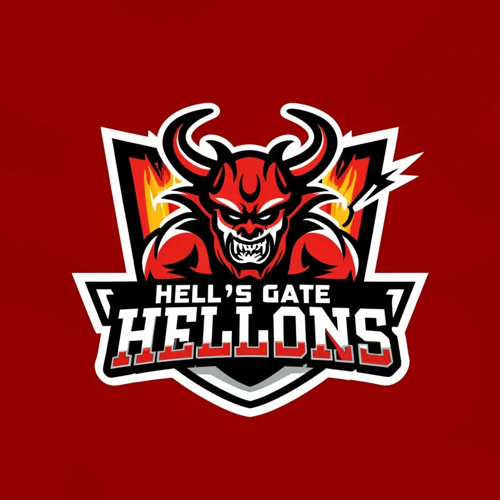 a logo design,with the text "Hell's Gate Hellions", main symbol:Demon Football player,Moderate,be used in Sports Fitness industry,clear background
