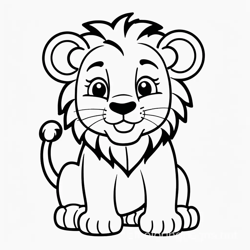 Baby-Lion-Coloring-Page-with-Simplistic-Line-Art-on-White-Background