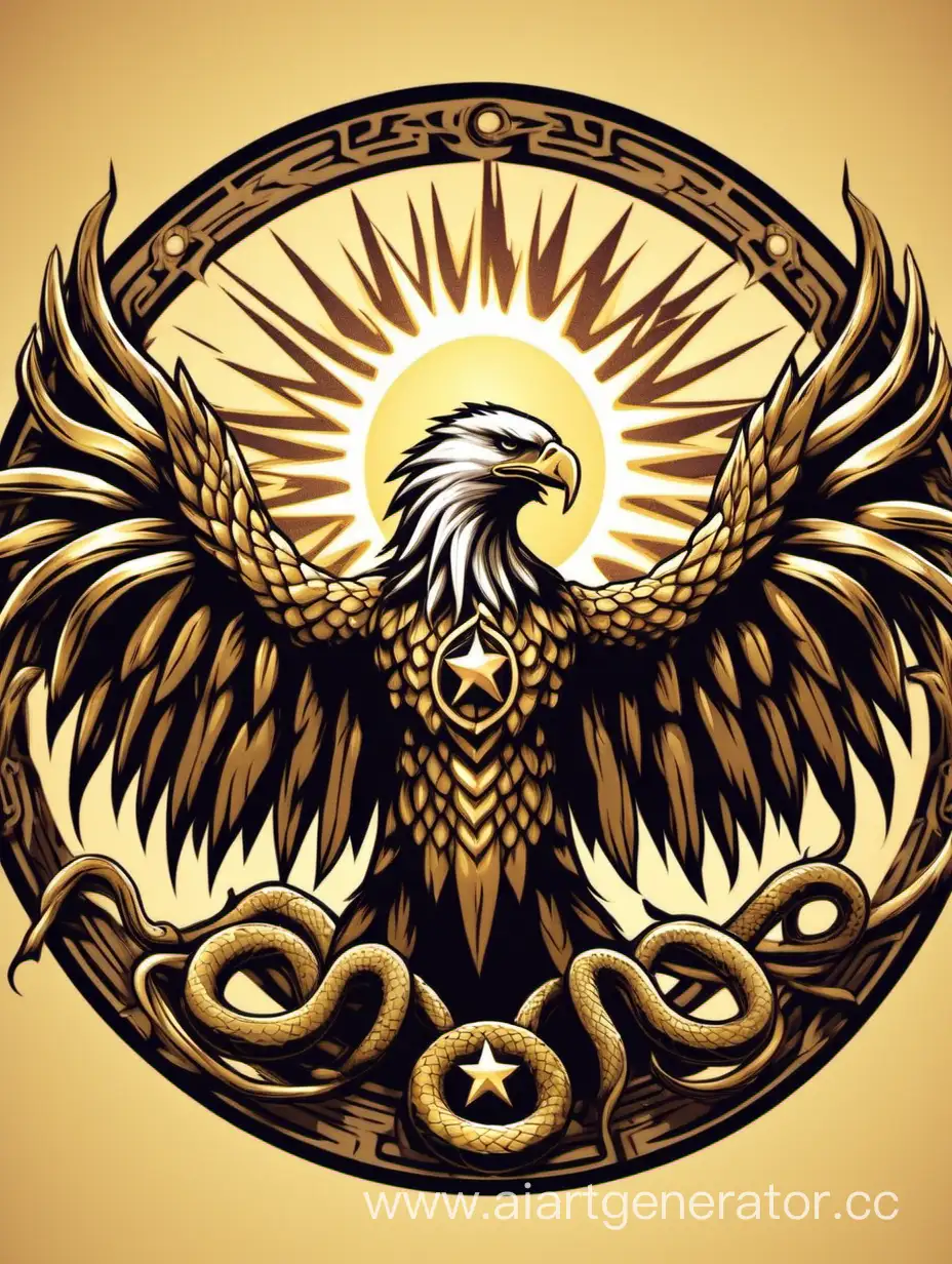 Majestic-Emblem-Sunlit-Logo-with-Eagle-and-Snake