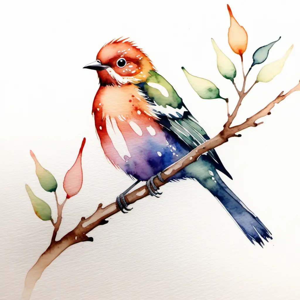 Vibrantly Watercolored Bird Illustration