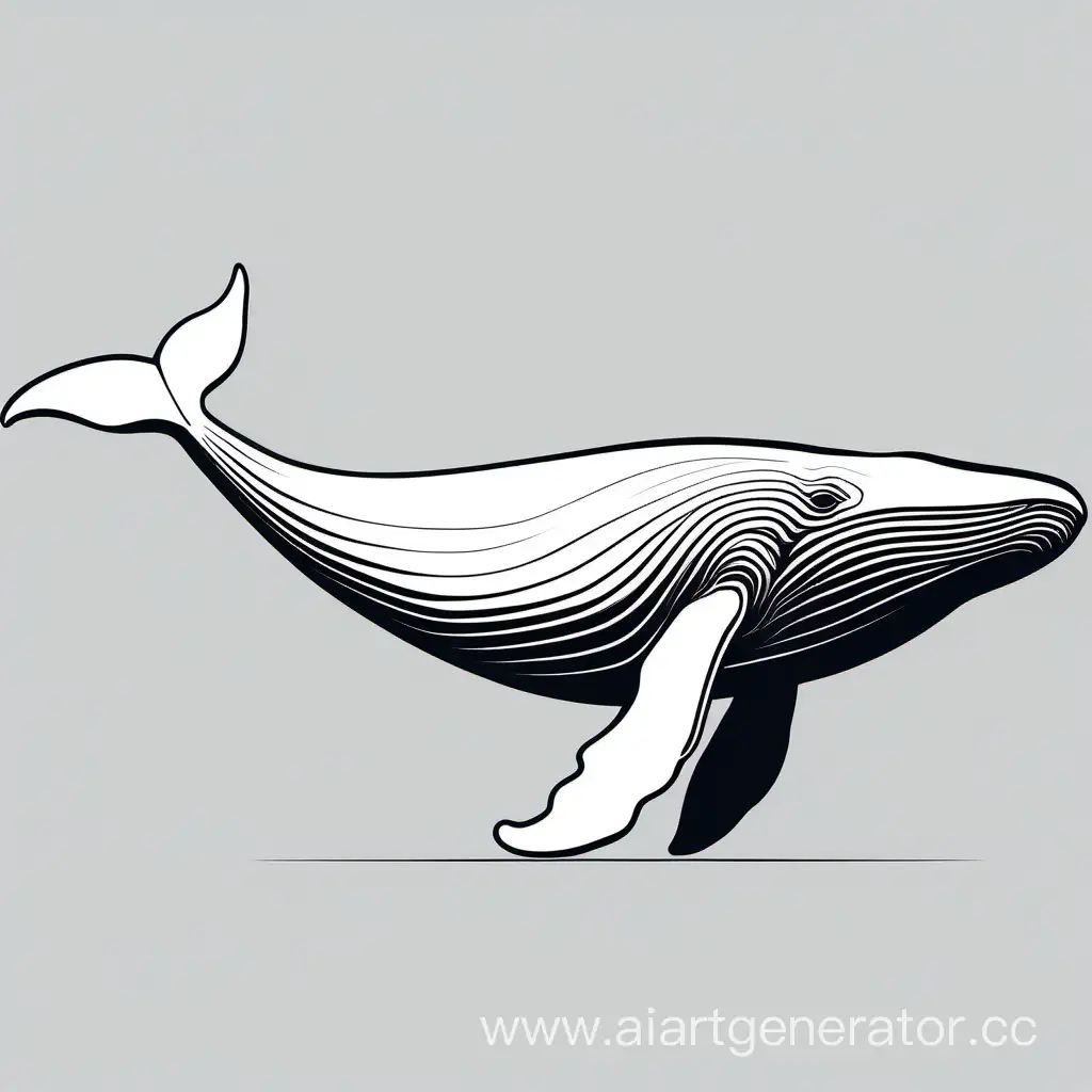 one color on white blackground, contour, whale
whole body side view
