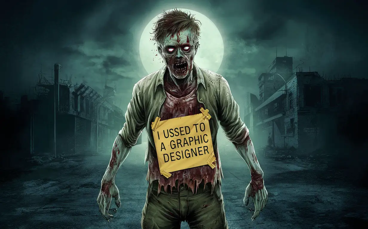 Zombie-Holding-Yellow-Sign-Undead-Messenger-in-a-PostApocalyptic-Protest