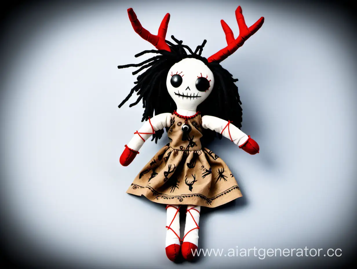Enchanting-Voodoo-Rag-Doll-with-Elegant-Deer-Horns