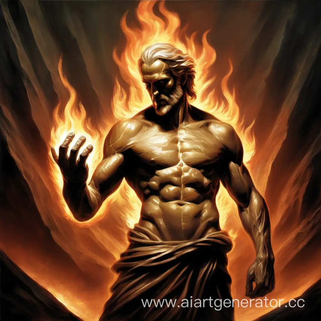 Prometheus who has fire in his hands
