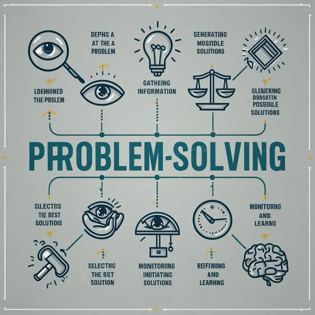 Find a Solution to any problem
	Define the Problem
	Gather Information
	Generate Possible Solutions
	Evaluate Solutions
	Select the Best Solution
	Implement the Solution
	Monitor and Evaluate
	Reflect and Learn

