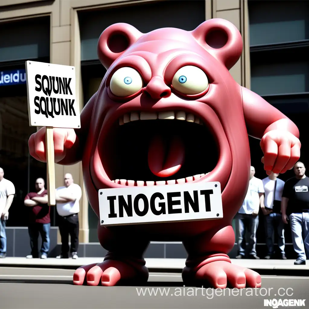 Gigantic-Salo-Holds-a-Sign-Expressing-Squonk-Enthusiasm-at-InoAgent-Event