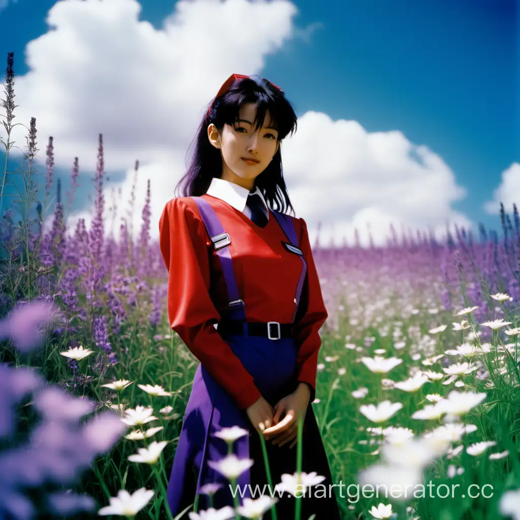 Joyful-Misato-Katsuragi-in-a-Vibrant-Flower-Field