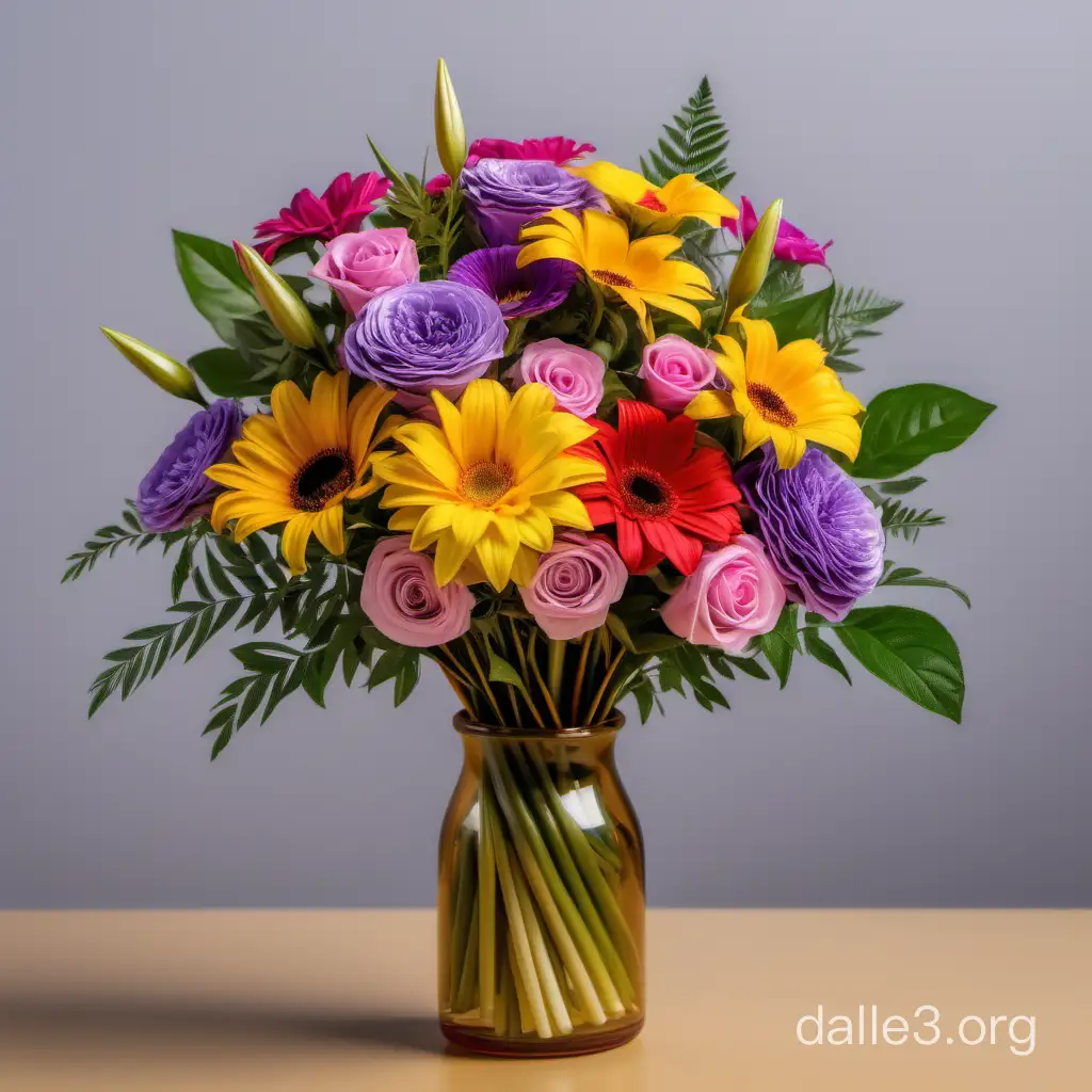 Create a 4k photo of a bouquet of flowers for an employee's jubilee or birthday