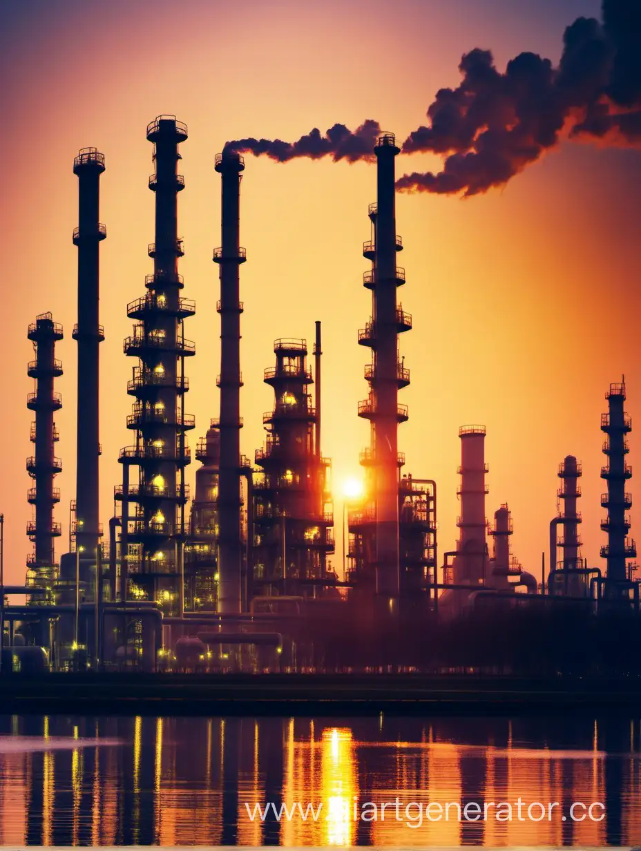 oil refining factory at the sunrise