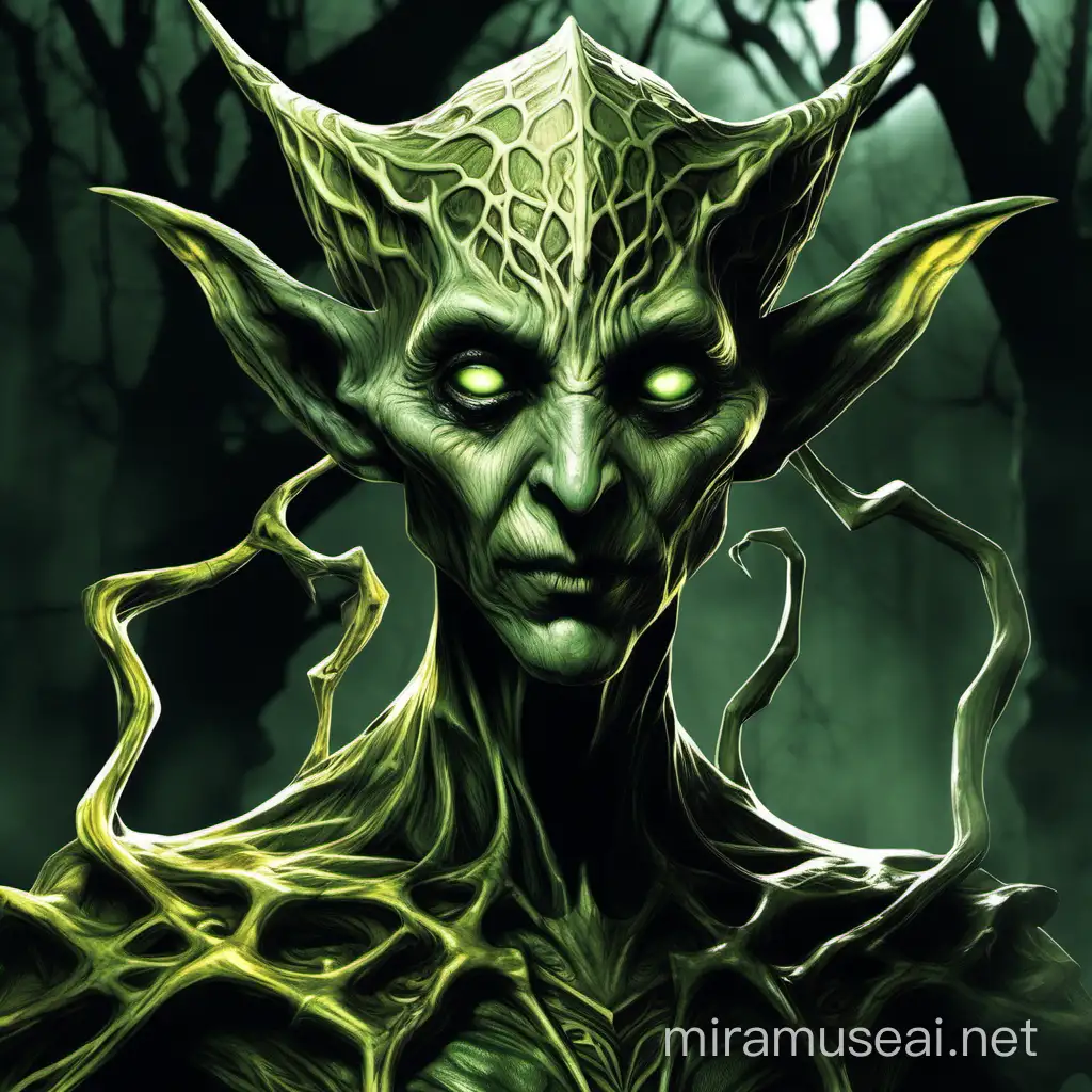 Corrupted Elf: The elf affected by the Corruption Plague sees their graceful form distorted into a nightmarish visage. Their skin turns sickly pale, with dark, vein-like patterns crawling beneath the surface. Elongated ears become twisted and gnarled, resembling thorny branches. Their eyes lose their luminous quality, clouding over with a sickly yellow hue. The once elegant features contort into a grotesque mask, and their slender frame becomes hunched and deformed. The corrupted elf emits eerie whispers and emits a faint, greenish glow.
