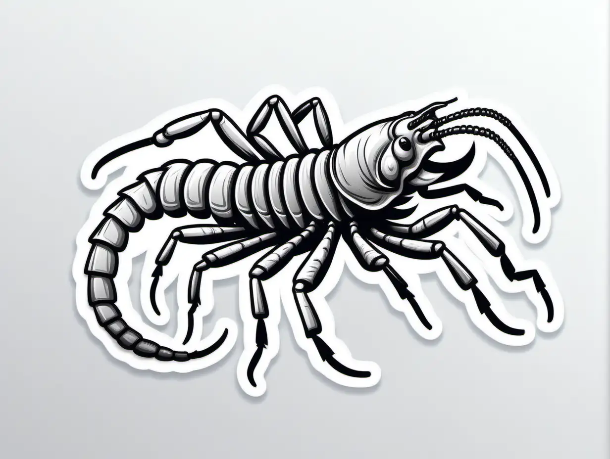 Adorable Bark Scorpion Sticker in Monochrome Light Art Style