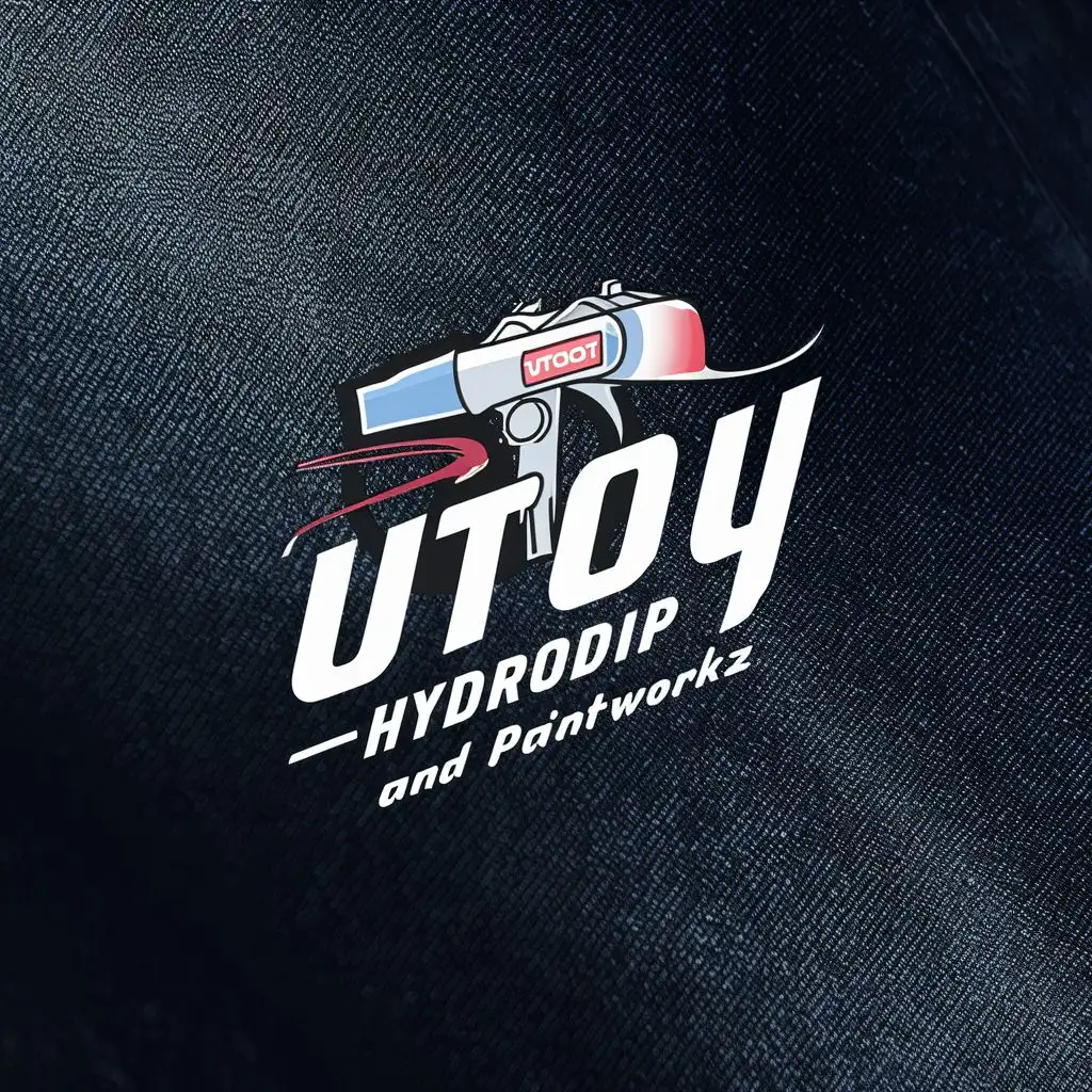 logo, Spray Gun and carbon, with the text "UTOY HYDRODIP AND PAINTWORKZ", typography, be used in Automotive industry
