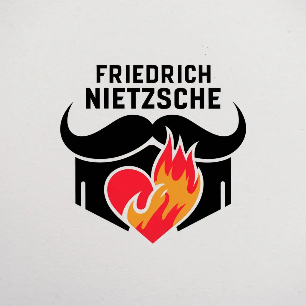 логотип в котором будут усы Ницше и горящее сердце