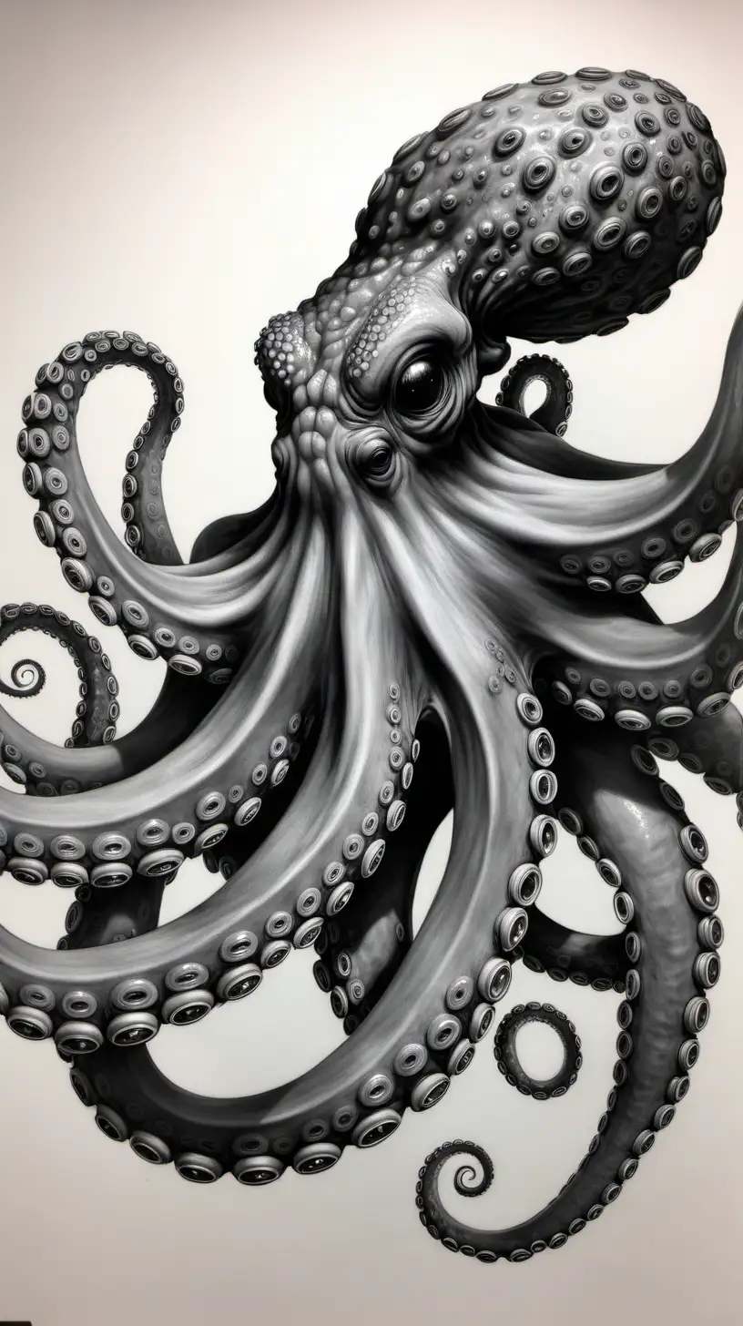 Elegant Black and Gray Octopus with Graceful Tentacles