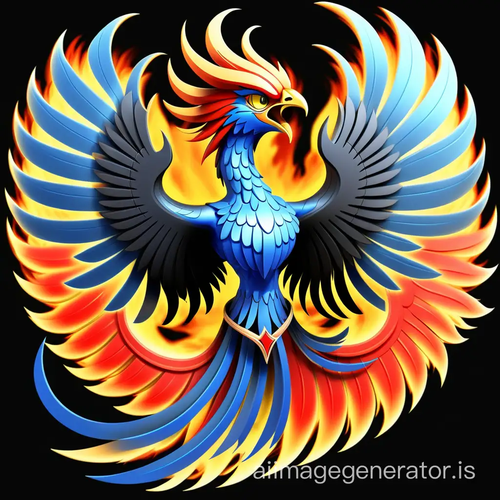 The company's logo is the Phoenix firebird with the letters A-лекс. Colors - blue, yellow, red and black, transparent background, no background, PNG