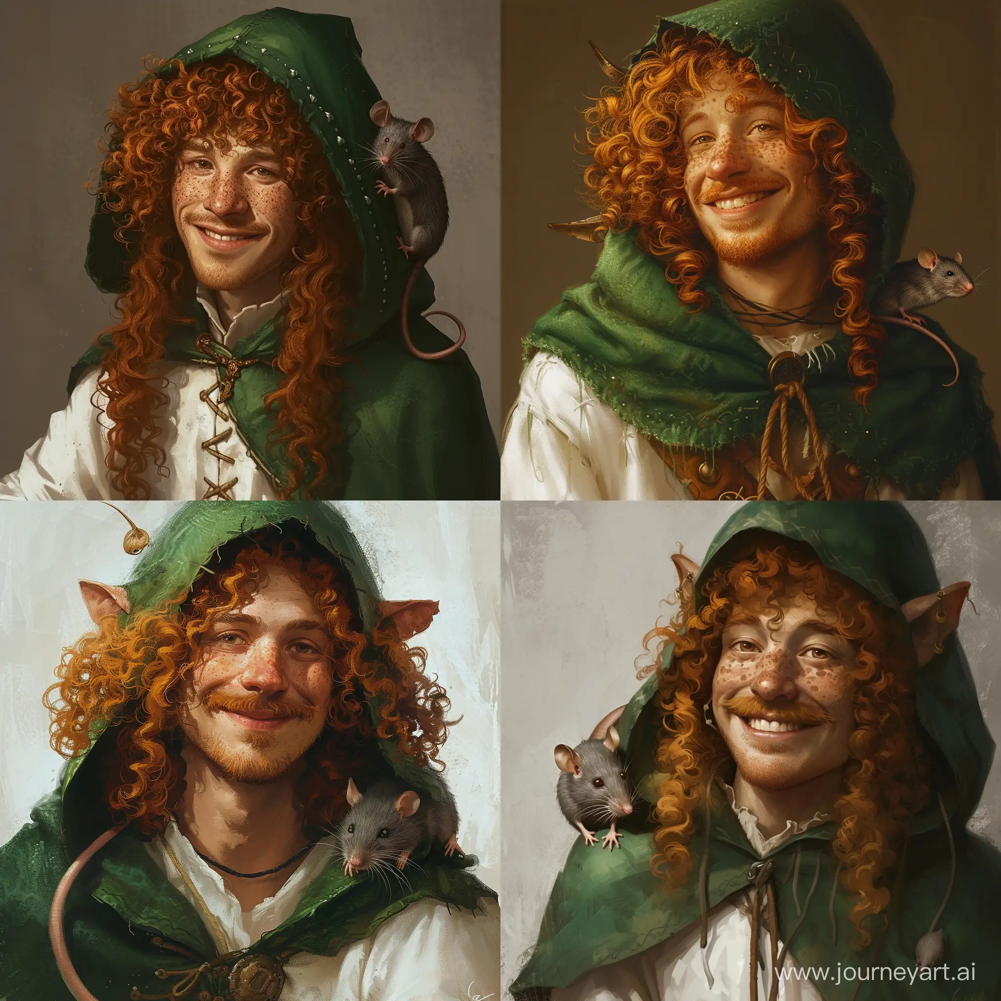 Cheerful-Elf-Druid-with-Rat-Companion-in-Green-Hooded-Cloak