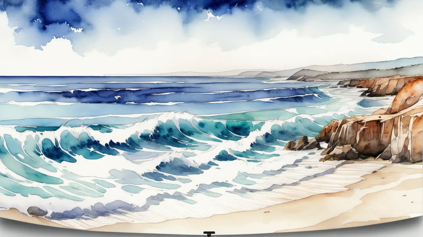 Samsung TV Art Serene Watercolor Painting of an Ocean Shore