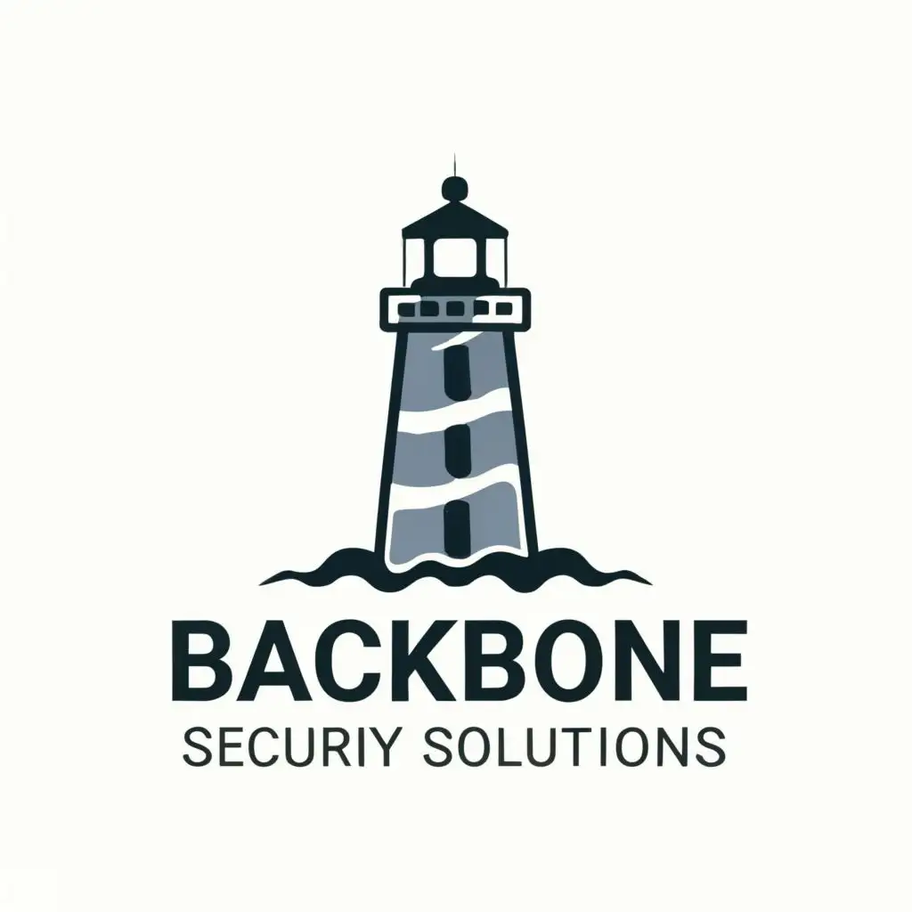 logo, Lighthouse, with the text "Backbone security solutions", typography