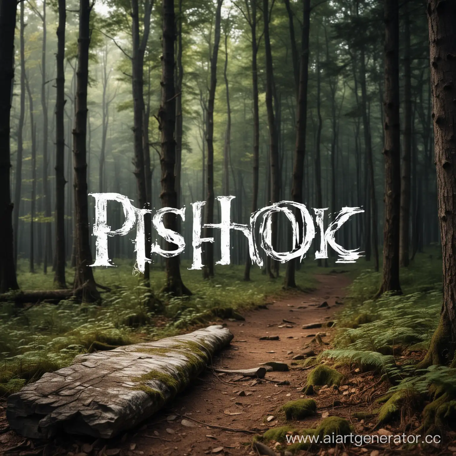 Mystical-Inscription-PSIHOZ-in-an-Enchanting-Dark-Forest