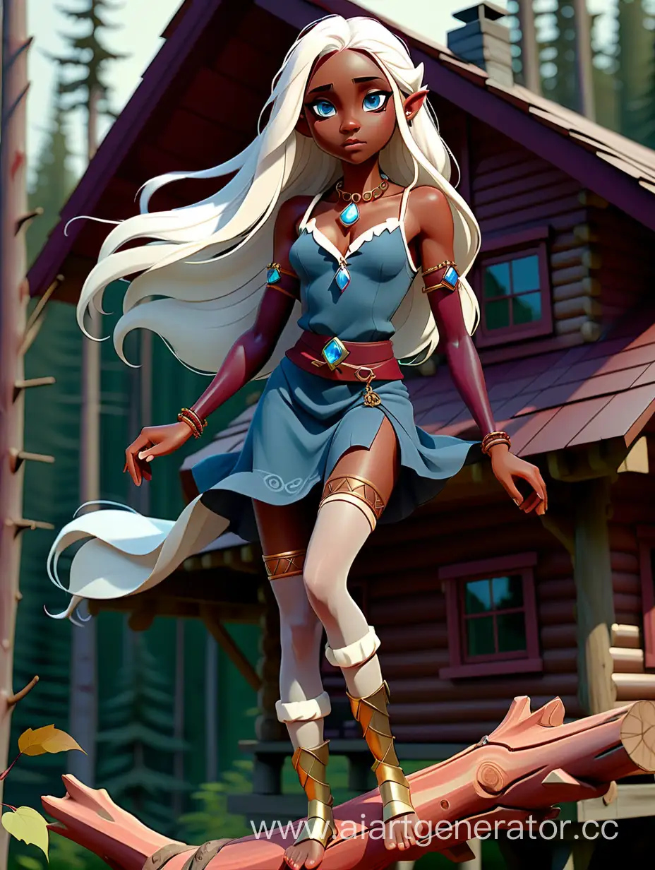 Enchanting-Elf-Maiden-Dancing-on-Forest-Cabin-Roof