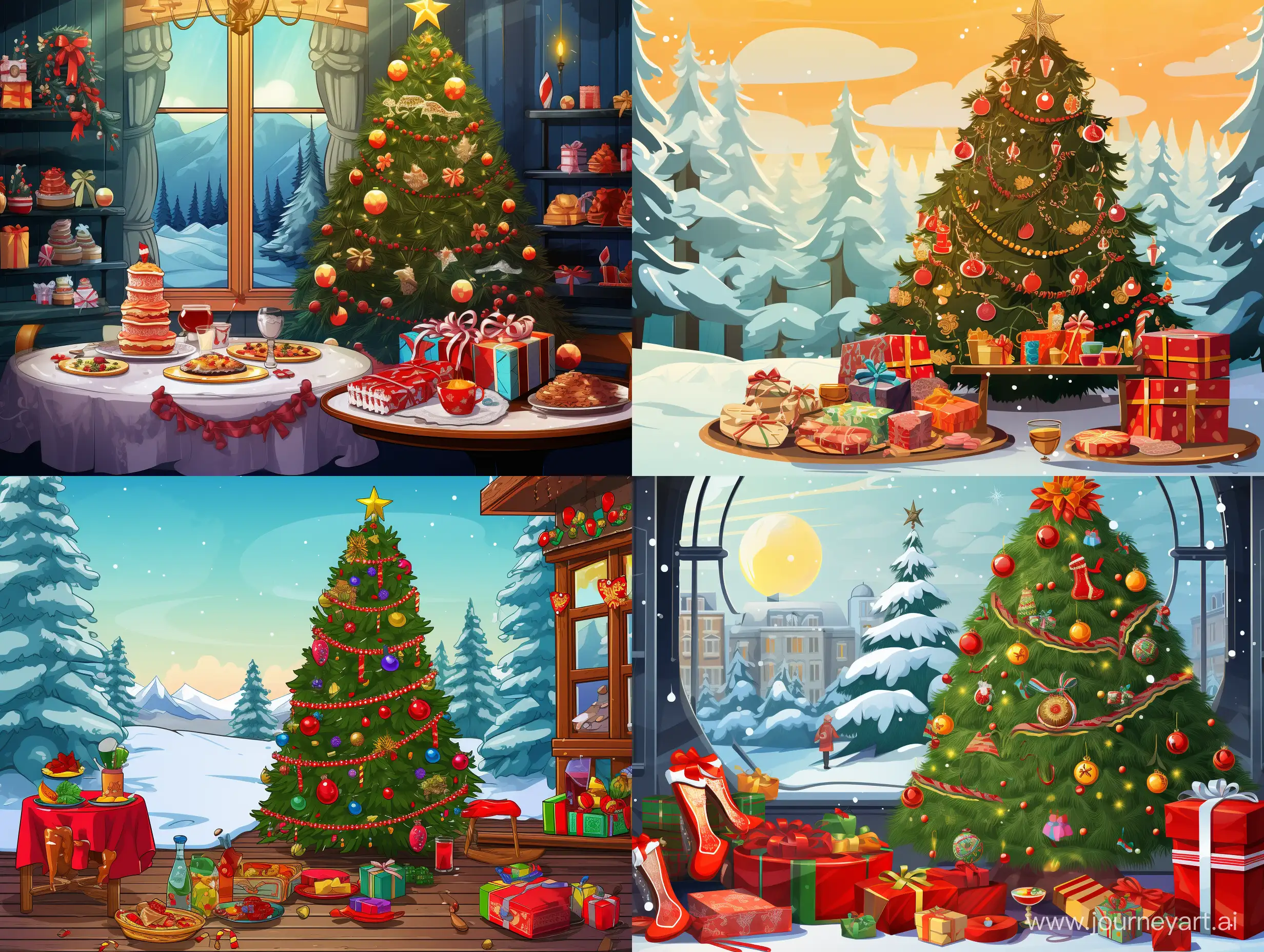 Festive-New-Year-Collage-Christmas-Tree-Fireworks-and-Diverse-Activities