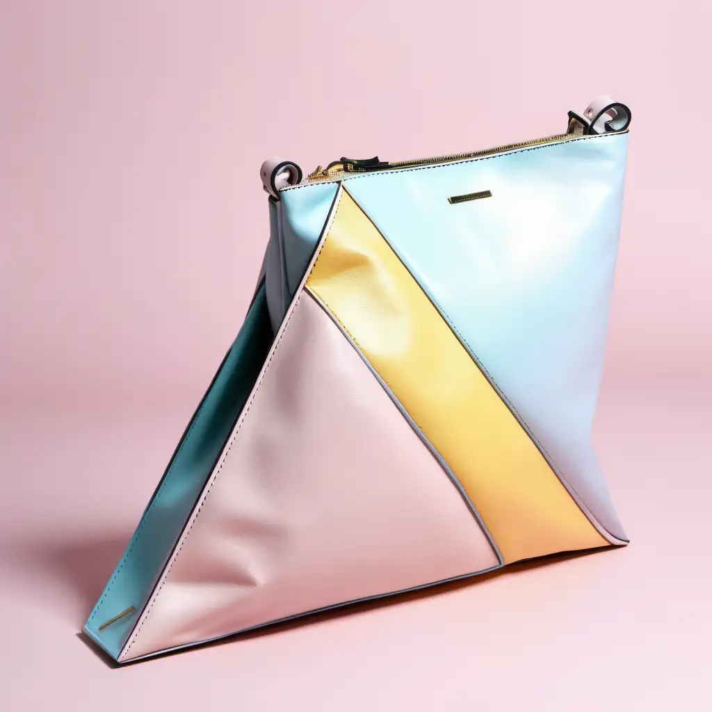 create a new pop geometry large triangle  bags with pastel colours with creative design