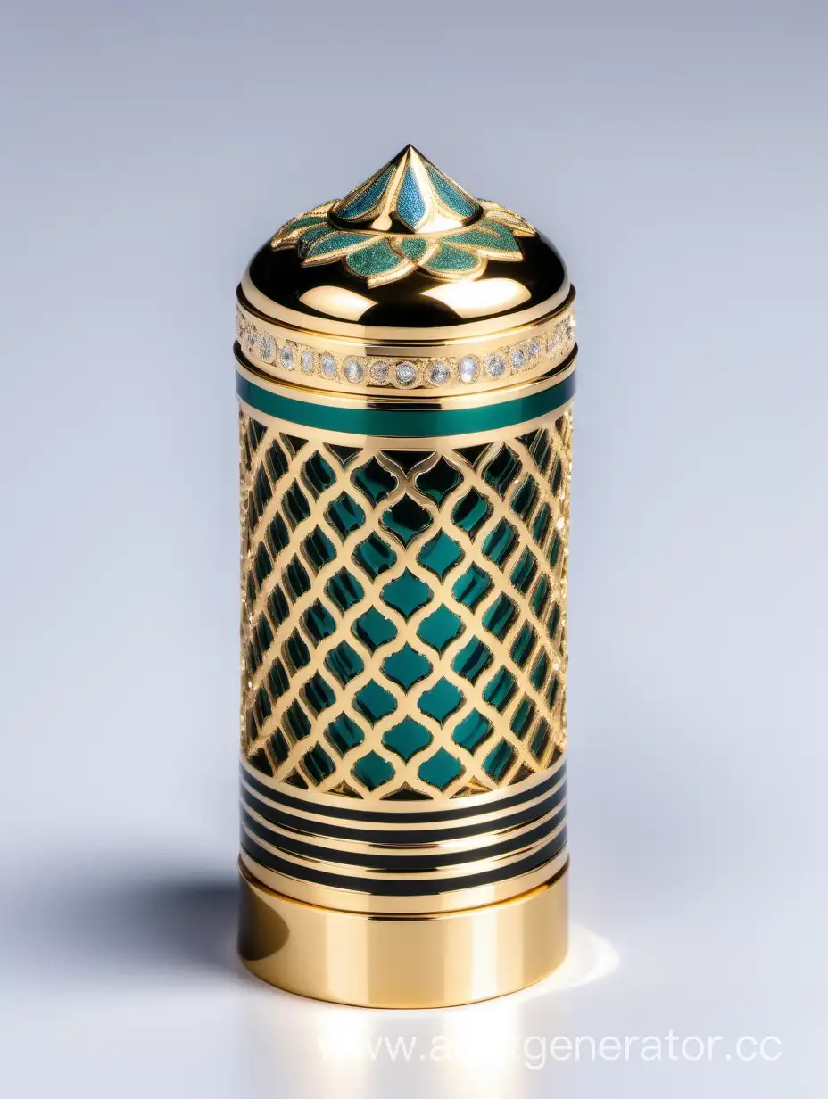 Exquisite-Long-DoubleHeight-Gold-Perfume-Cap-with-Arabesque-Pattern-and-Diamond-Accent