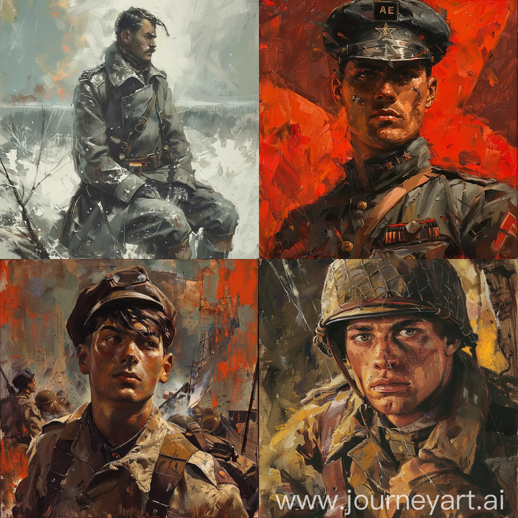 draw a cover for a novel that contain a french soldier in world war 2  use oil painting