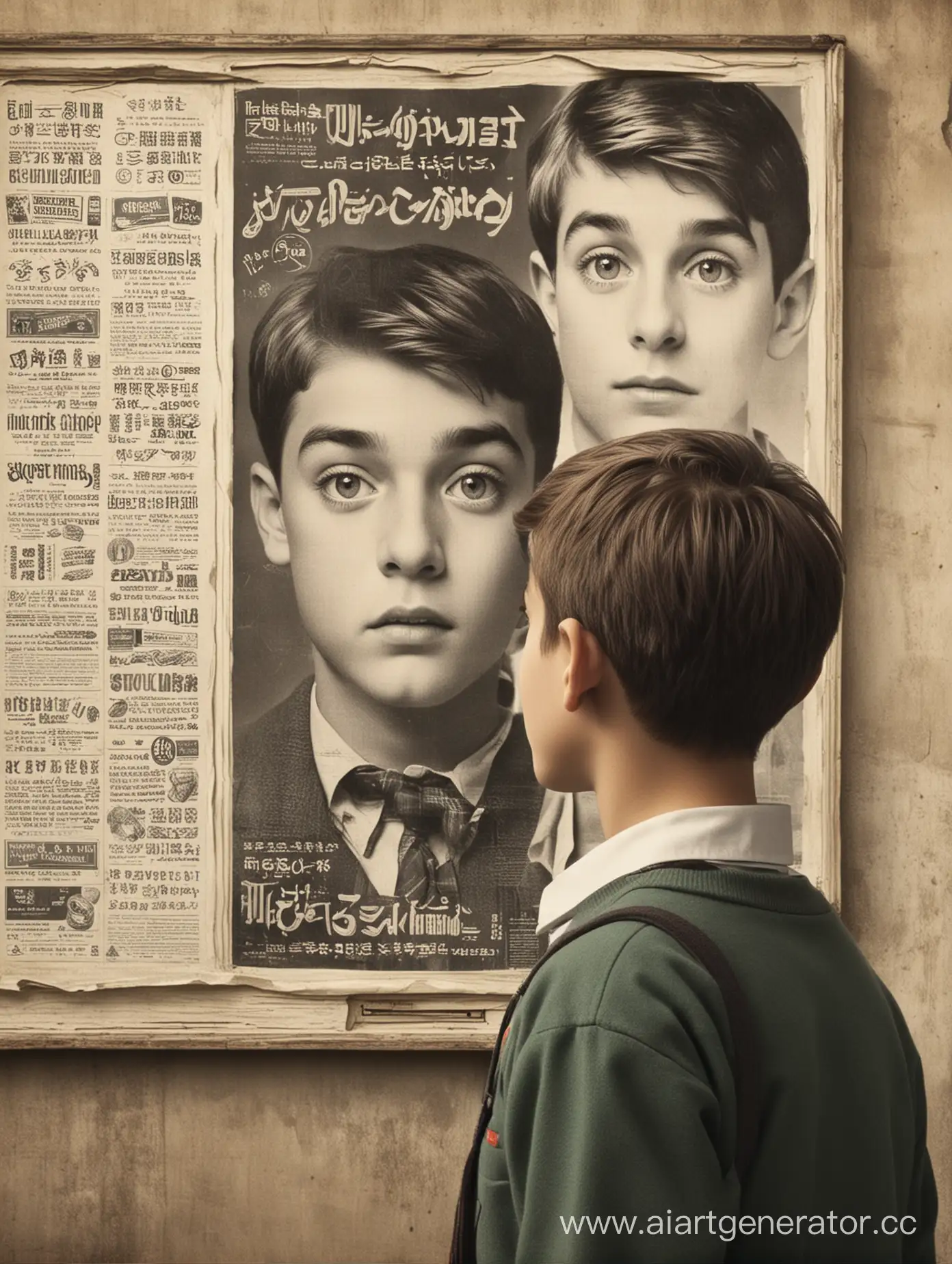 Schoolboy-Gazing-at-Advertising-Display