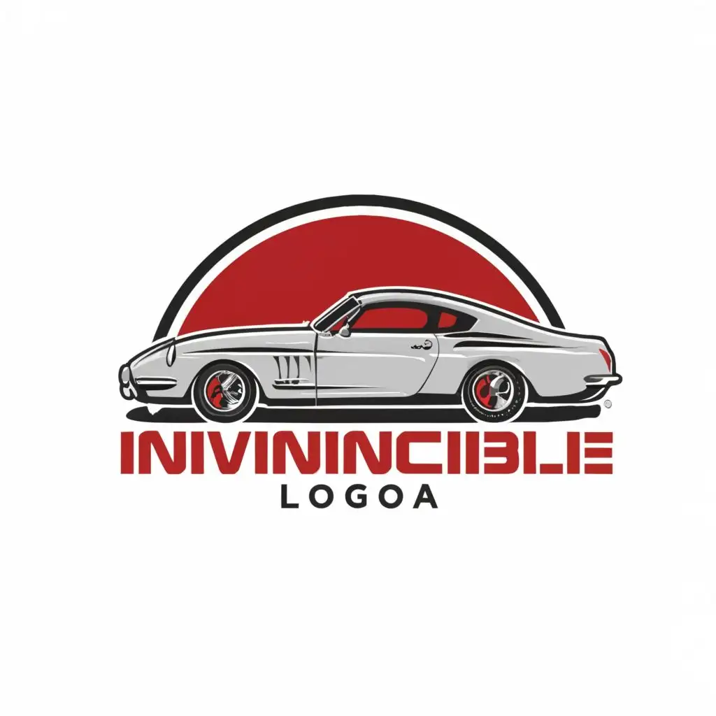 logo, car, with the text "invincible logo", typography