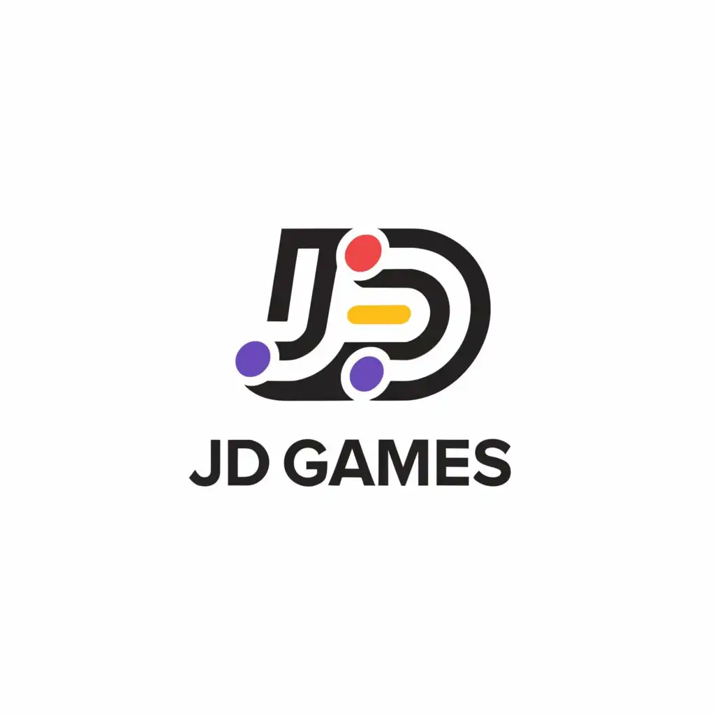 an 80's retro logo design,with the text 'JD Games', main symbol:A retro internet symbol.,Minimalistic,be used in Technology industry,clear background,super nintendo color scheme,retro font