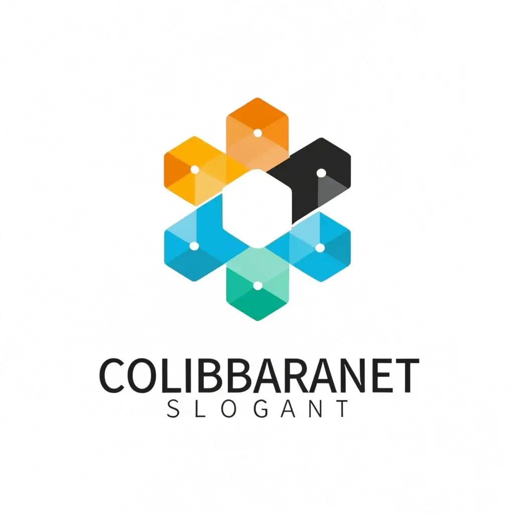 logo, logo, hexagonal, minimalist, for a software where people in the same company can collaborate, with the text "Collaboranet", typography, be used in the Technology industry