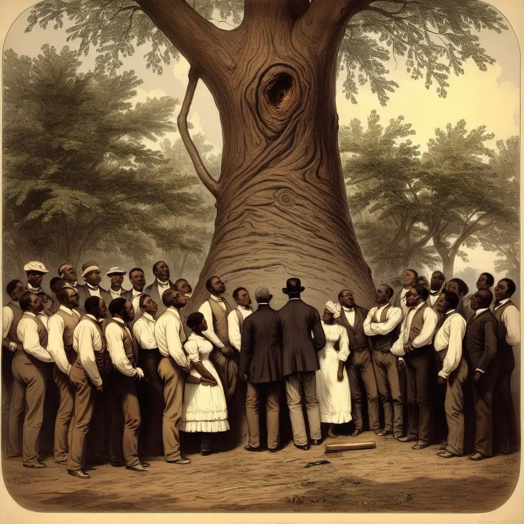 African-American gathering at a tree, 1875
